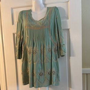 Elegant Green Embroidered Women's Top
